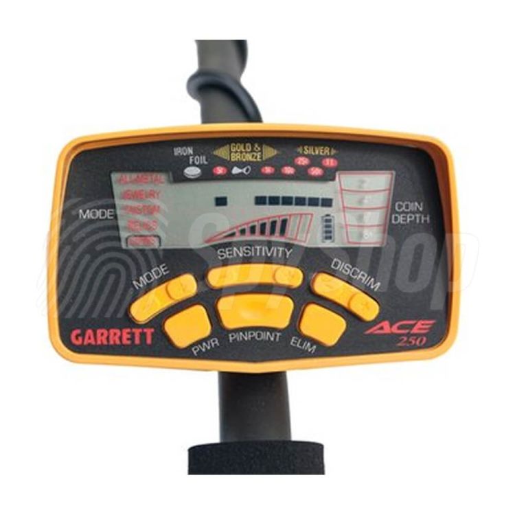 Garrett Ace 250 accurate metal detector for treasure hunters with 8 levels of sensitivity adjustment