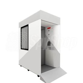 Mobile disinfection cabin with an infrared thermometer
