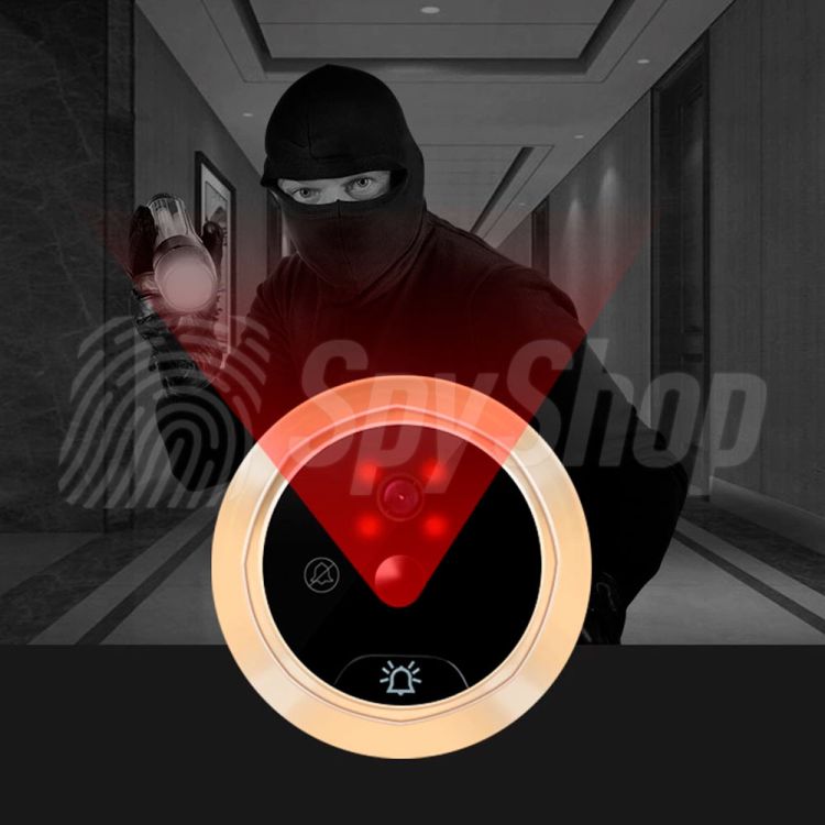 Peephole door camera with a readable screen - protection against stalkers