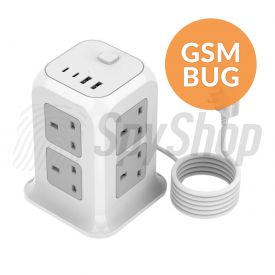 GSM bug in a UK Extension Lead Tower - 8 sockets, 4 USB ports